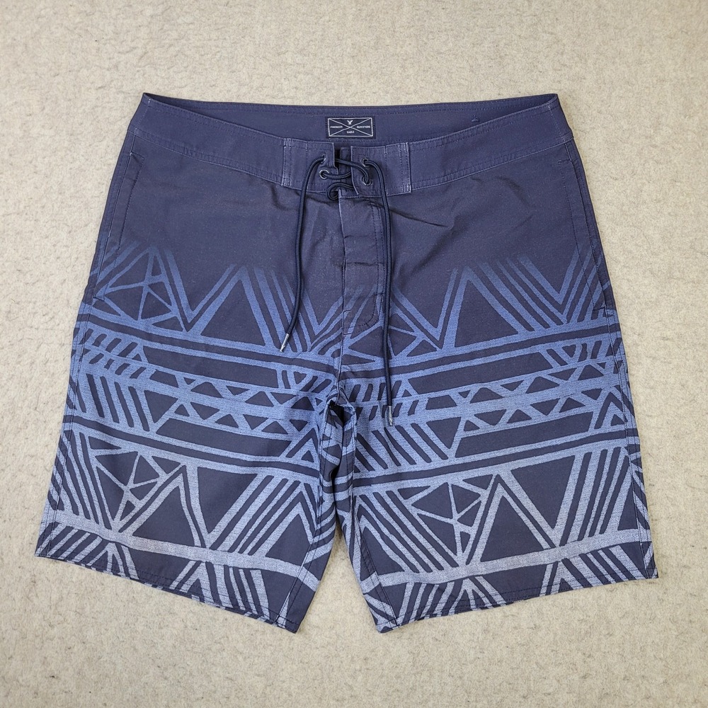 American Eagle Board Shorts Mens L Blue Aztec Swimming Trunks Drawstring